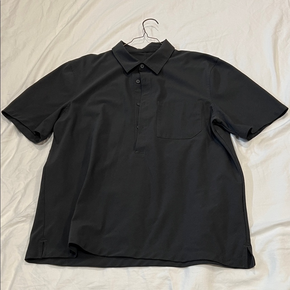Lululemon Black Half-Button Down Collared Shirt